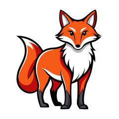 Fox Bold Line Art on White Background