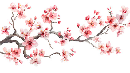Watercolor Cherry Blossom Branches