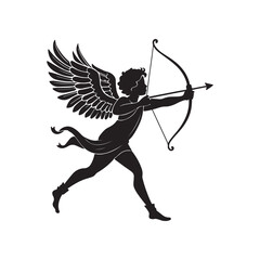 Silhouette of a Cupid with Bow