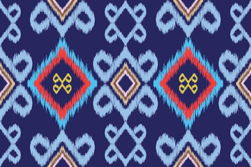 Ikat native fabric patterns seamlessly blend geometric art patterns.