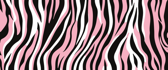 A luxurious pink zebra print with soft and supple fabric, perfect for creating a high-end and sophisticated look, black pink and white zebra pattern