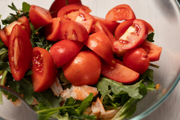 Fresh Tomato and Arugula Salad Preparation
