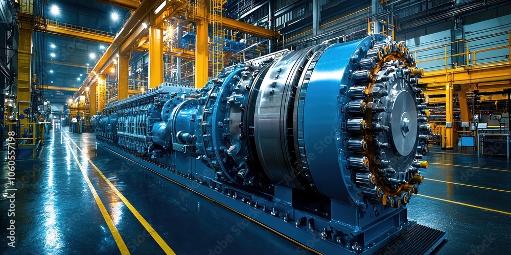 Poster industrial engine in a factory setting