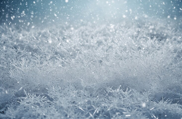 Fototapeta premium frosty white Christmas background with icy patterns and softly falling snow
