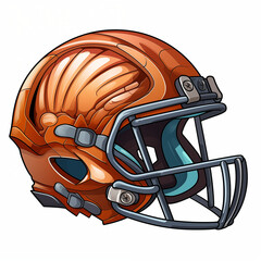 Fototapeta premium A colorful cartoon football helmet stands out with its shiny, stylized design