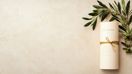 Significance of Written Law: Parchment, Pedestal, and Olive Leaves