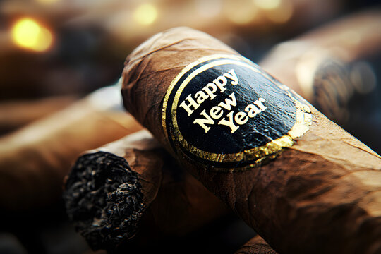 Zigarre mit Happy-New-Year-Aufschrift