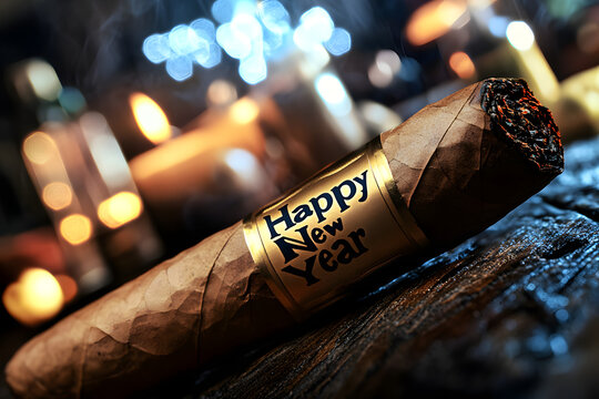 Zigarre mit "Happy New Year"-Aufschrift