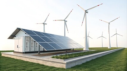 Renewable Energy Model with Solar Panels and Wind Turbines