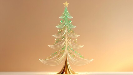 Naklejka premium Stylish glass-like Christmas tree with golden accents and shimmering background