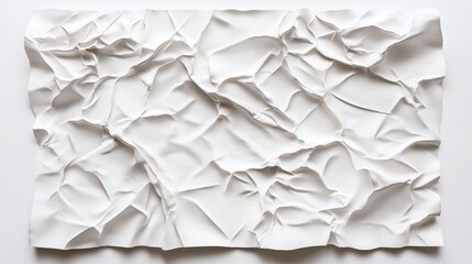 Obraz premium Crumpled white paper sheet with irregular creases and shadows creating abstract textured surface