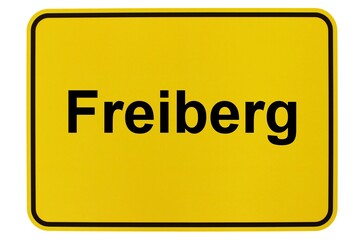 Illustration eines Ortsschildes der Stadt Freiberg in Sachsen