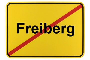 Illustration eines Ortsschildes der Stadt Freiberg in Sachsen