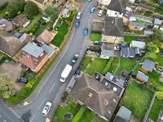 High Angle View of Harefield Town London, Uxbridge, England, United Kingdom During Sunset. Aerial Footage Was Captured with Drone's Camera from Medium High Altitude on April 3rd, 2024