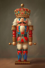 A beautiful nutcracker. A classic Christmas toy, a symbol of the holidays. Copy space design perfect for winter holidays greeting card.