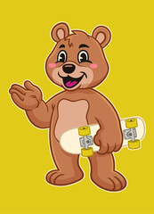 Obraz premium Bear Skate Cartoon Mascot Character