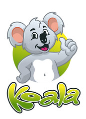 Happy Koala Cartoon Mascot Logo