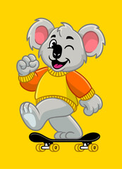 Happy Skater Koala Mascot Character