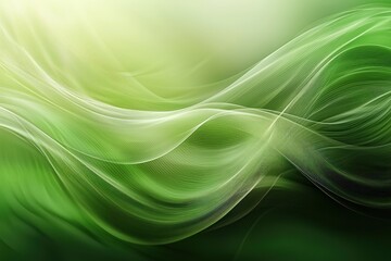 Naklejka premium Abstract Green and White Wavy Lines on a Blurred Background