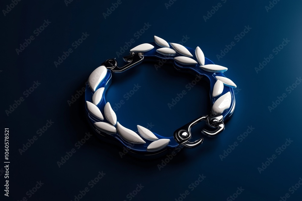 Poster Flat 2D depiction of open handcuffs with a clean outline, symbolizing the straightforward design and function of law enforcement tools, capturing clarity and order