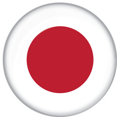 Japan flag with glossy rounded button for football team and national emblem