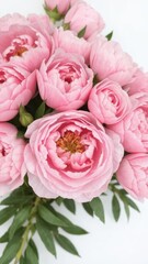 Obraz premium A beautiful arrangement of fresh pink peonies and roses, perfect for adding a touch of elegance to your design projects, feminine, delicate
