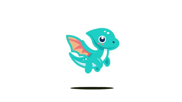 Cute dino with green screen, 2d looping animation