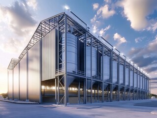Fototapeta premium Agro storage granary elevator at an agro processing plant