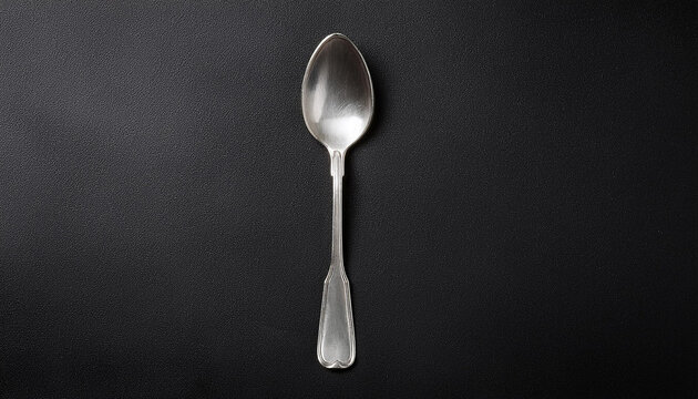 Elegant silver spoon isolated on dark background.