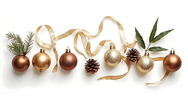 vintage-style Christmas decorations - ornaments isolated on a white background v7