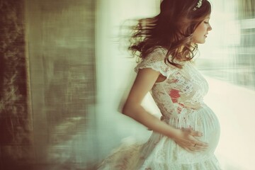 Pregnant woman with blurred background