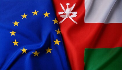 オマーンの国旗と欧州旗。(Oman flag and Europe flag.)
