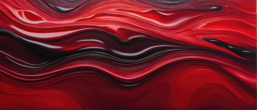 Abstract Red and Black Liquid Swirls