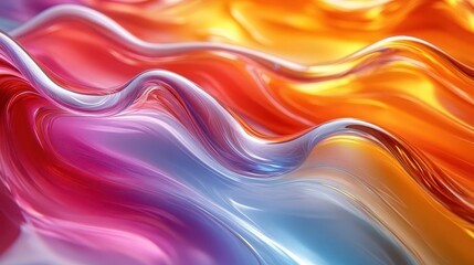 Obraz premium abstract liquid glass composition with colorful reflections rendered in an energetic 3d style showcasing fluidity and movement with a mesmerizing visual impact