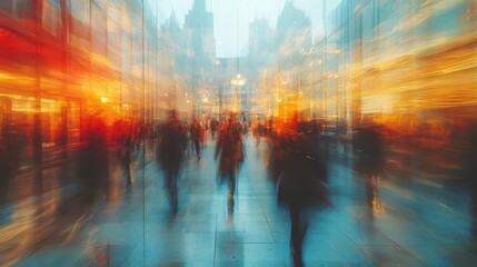 Fototapeta premium abstract representation of a blurred office interior focusing on the essence of a working environment capturing the hustle and bustle of professional life with a contemporary artistic flair