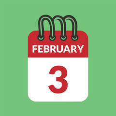 February 3 Calendar icon vector illustration.