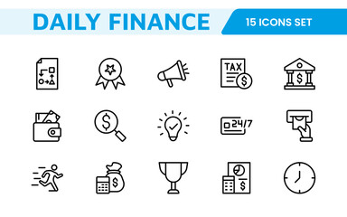Personal Finance Icon Set. Sleek and intuitive icons for budgeting; saving; and investing; perfect for financial apps; tools; and websites to empower users in managing their money effectively.