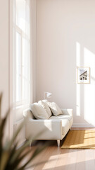 white sofa a minimalist living room bathed sunlight