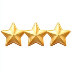 Fototapeta premium Five-Star Rating Review Icon Featuring Golden Stars in a Row Isolated on White Background, Representing Quality and Excellence in Service and Products