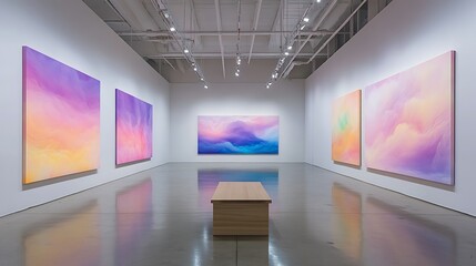 Long white gallery with high ceilings and beautiful room