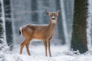 Obraz premium a deer surrounded by snow