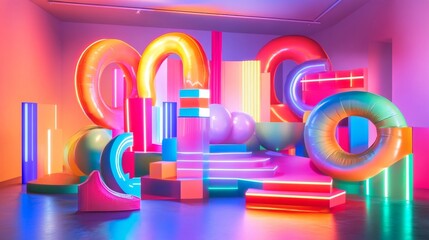 3d render of a glowing sign on a red background