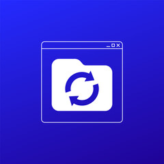 data recovery vector icon with a folder