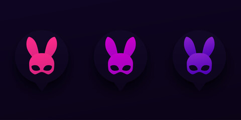 rabbit mask icon, sex shop vector logo design