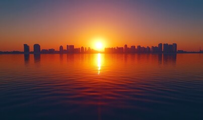 Fototapeta premium Doha skyline Qatar during a serene sunset