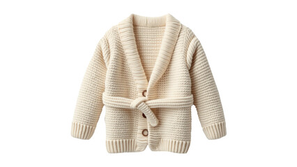White knitted cardigan  transparent background.