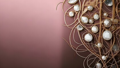 Obraz premium golden background, Minimalist color palette or monochrome, jewery, space for texts on the left, illustration