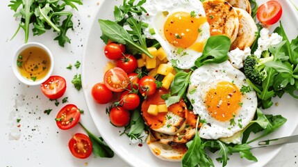 Fresh and Healthy Breakfast with Eggs and Vegetables