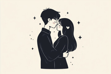 A line illustration of couple generated by AI
