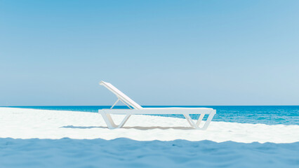 white lounge chair on a sandy beach